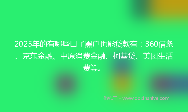 2025年的有哪些口子黑户也能贷款有：360借条、京东金融、中原消费金融、柯基贷、美团生活费等。