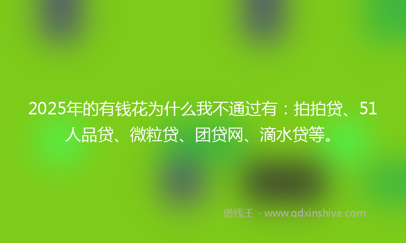 2025年的有钱花为什么我不通过有：拍拍贷、51人品贷、微粒贷、团贷网、滴水贷等。