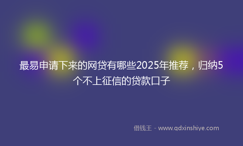 最易申请下来的网贷有哪些2025年推荐，归纳5个不上征信的贷款口子