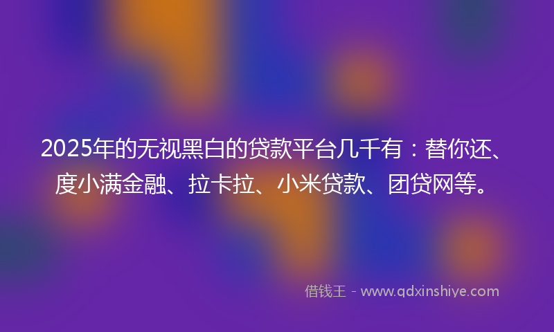 2025年的无视黑白的贷款平台几千有：替你还、度小满金融、拉卡拉、小米贷款、团贷网等。