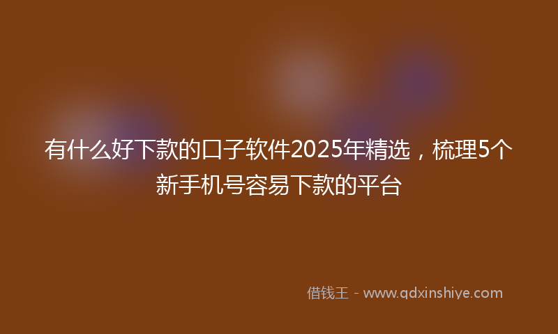 有什么好下款的口子软件2025年精选，梳理5个新手机号容易下款的平台