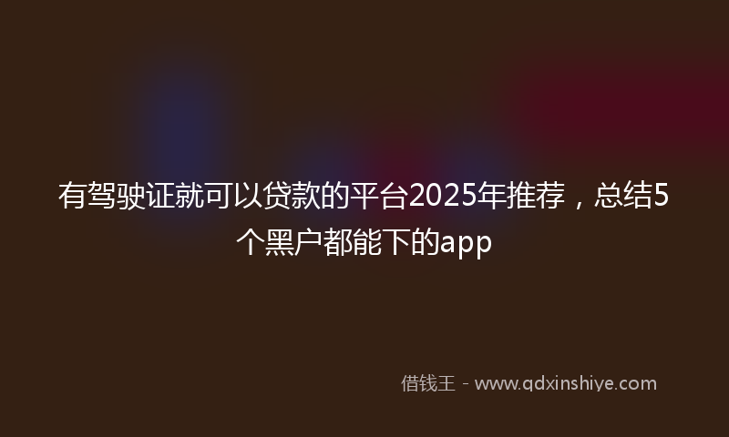 有驾驶证就可以贷款的平台2025年推荐，总结5个黑户都能下的app