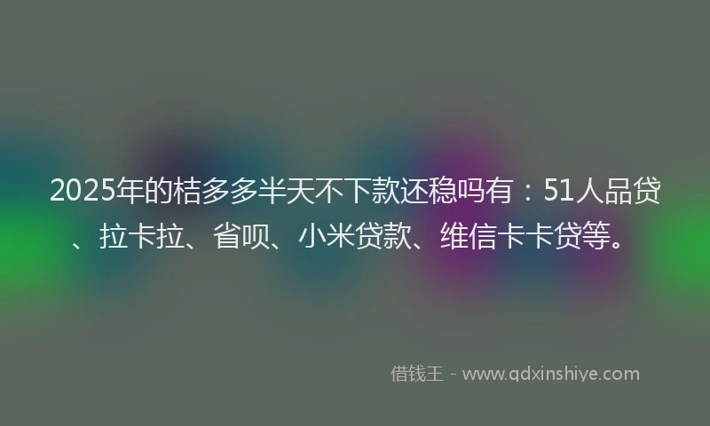2025年的桔多多半天不下款还稳吗有：51人品贷、拉卡拉、省呗、小米贷款、维信卡卡贷等。