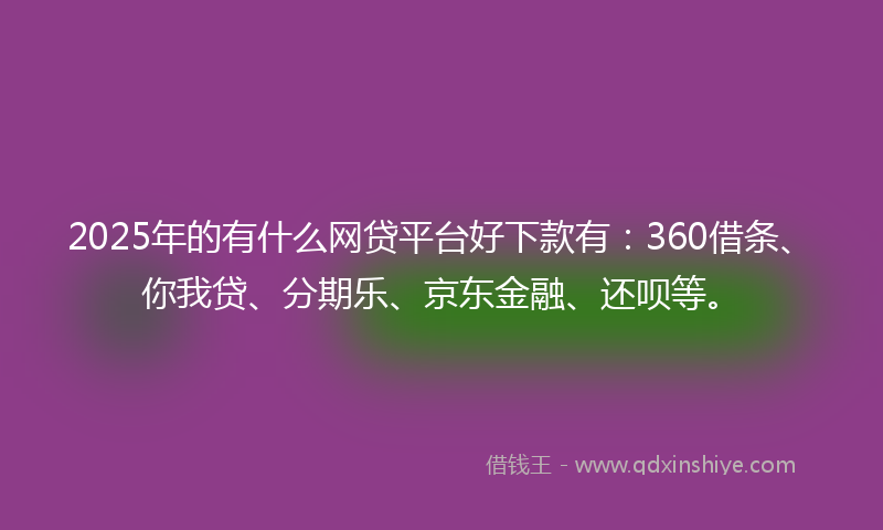 2025年的有什么网贷平台好下款有：360借条、你我贷、分期乐、京东金融、还呗等。