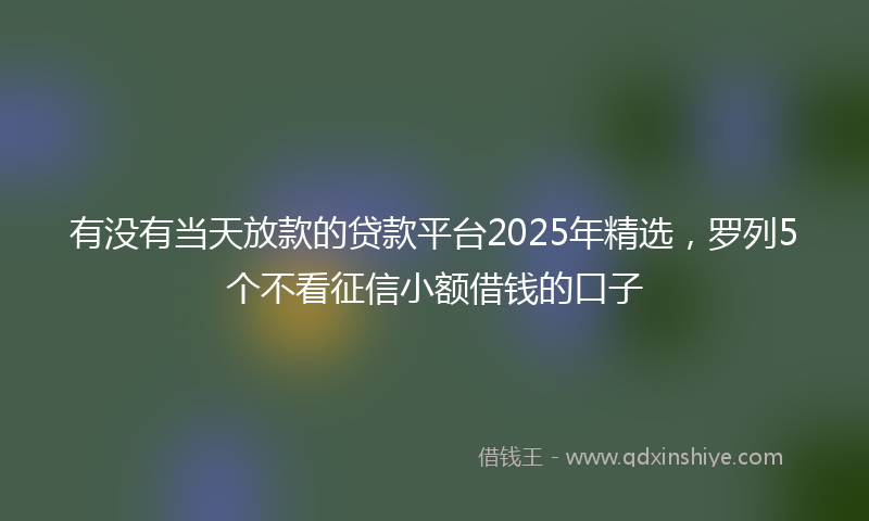 有没有当天放款的贷款平台2025年精选，罗列5个不看征信小额借钱的口子