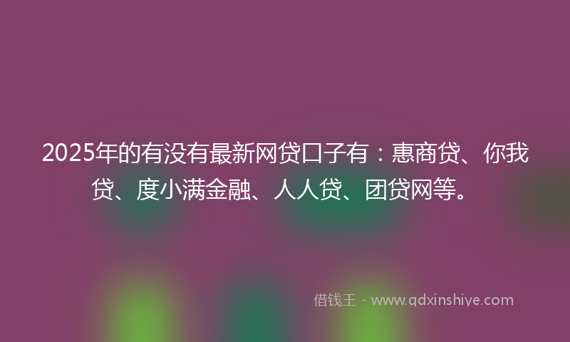 2025年的有没有最新网贷口子有：惠商贷、你我贷、度小满金融、人人贷、团贷网等。