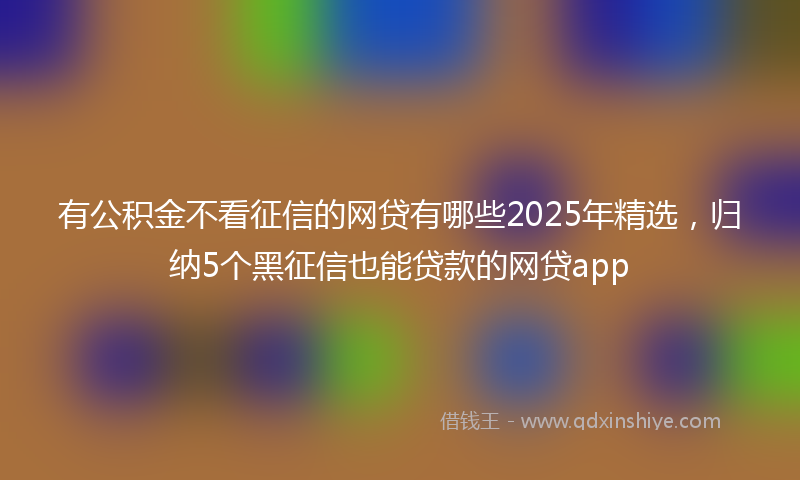 有公积金不看征信的网贷有哪些2025年精选，归纳5个黑征信也能贷款的网贷app
