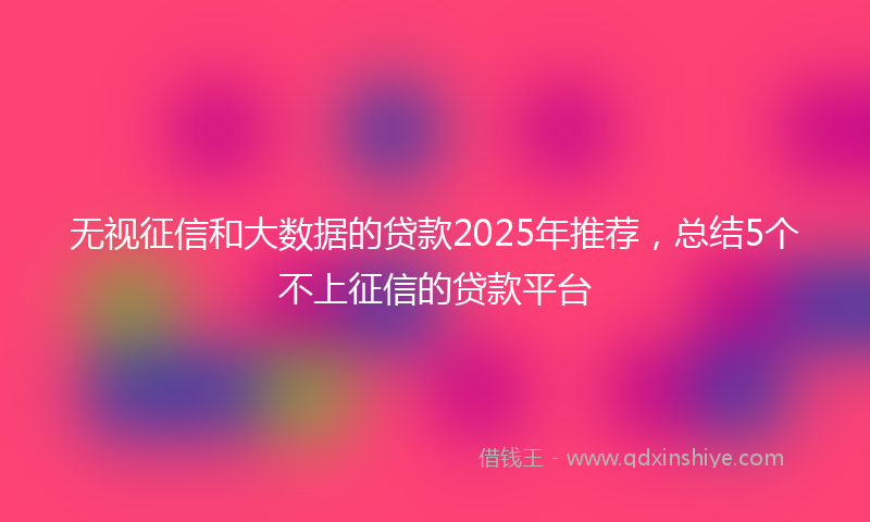 无视征信和大数据的贷款2025年推荐，总结5个不上征信的贷款平台