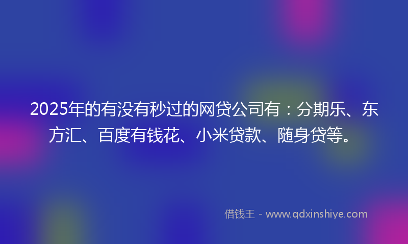 2025年的有没有秒过的网贷公司有：分期乐、东方汇、百度有钱花、小米贷款、随身贷等。