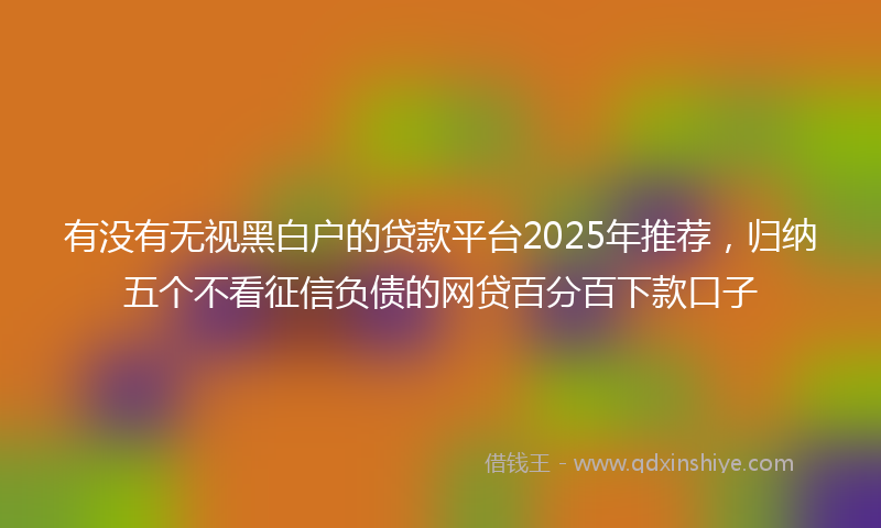有没有无视黑白户的贷款平台2025年推荐，归纳五个不看征信负债的网贷百分百下款口子