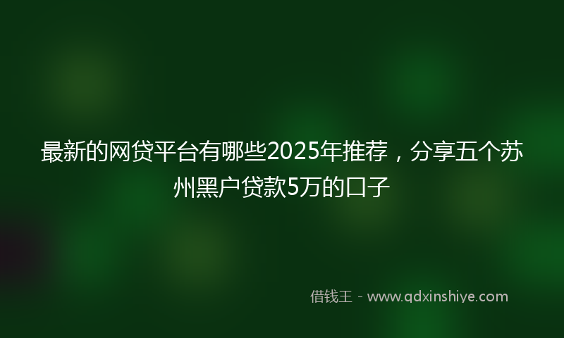 最新的网贷平台有哪些2025年推荐，分享五个苏州黑户贷款5万的口子
