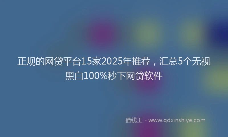 正规的网贷平台15家2025年推荐，汇总5个无视黑白100%秒下网贷软件