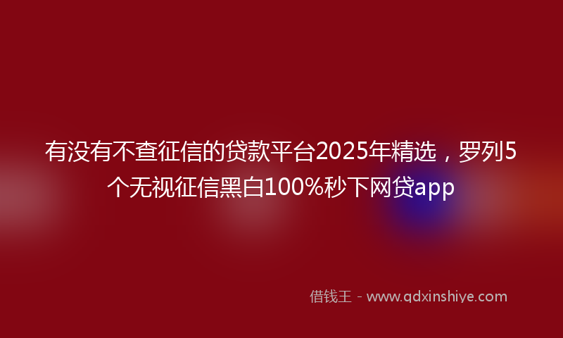有没有不查征信的贷款平台2025年精选，罗列5个无视征信黑白100%秒下网贷app
