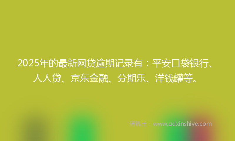 2025年的最新网贷逾期记录有：平安口袋银行、人人贷、京东金融、分期乐、洋钱罐等。