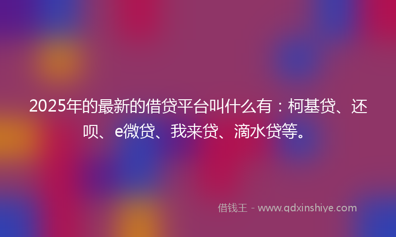 2025年的最新的借贷平台叫什么有：柯基贷、还呗、e微贷、我来贷、滴水贷等。