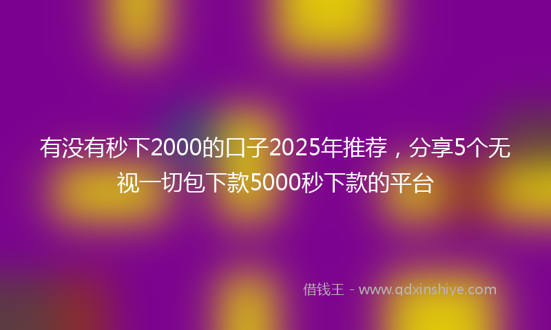 有没有秒下2000的口子2025年推荐，分享5个无视一切包下款5000秒下款的平台