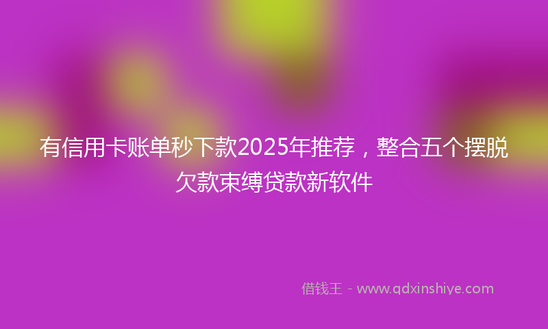 有信用卡账单秒下款2025年推荐，整合五个摆脱欠款束缚贷款新软件