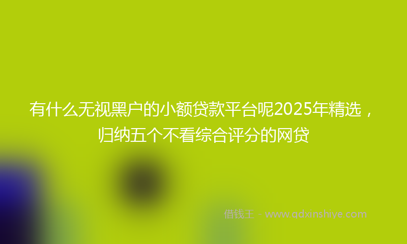有什么无视黑户的小额贷款平台呢2025年精选，归纳五个不看综合评分的网贷