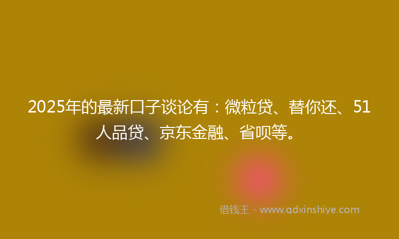 2025年的最新口子谈论有：微粒贷、替你还、51人品贷、京东金融、省呗等。