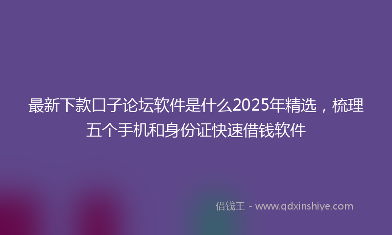 最新下款口子论坛软件是什么2025年精选，梳理五个手机和身份证快速借钱软件