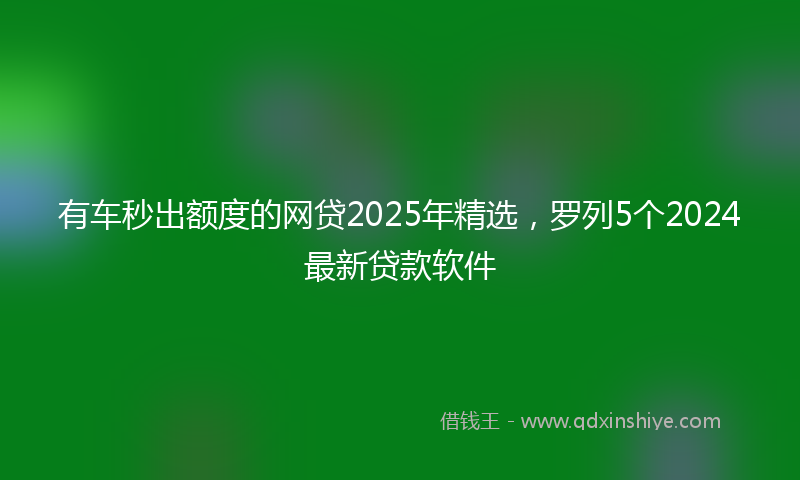 有车秒出额度的网贷2025年精选，罗列5个2024最新贷款软件