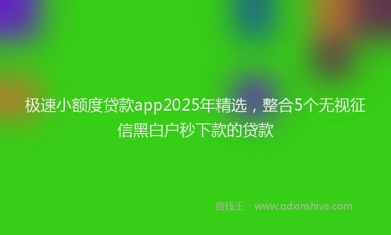 极速小额度贷款app2025年精选，整合5个无视征信黑白户秒下款的贷款