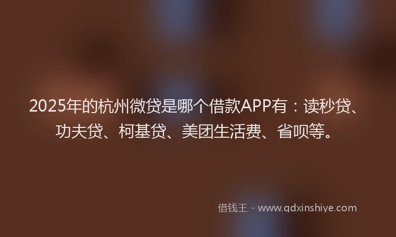 2025年的杭州微贷是哪个借款APP有：读秒贷、功夫贷、柯基贷、美团生活费、省呗等。