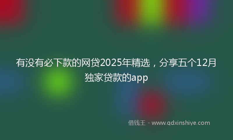 有没有必下款的网贷2025年精选，分享五个12月独家贷款的app