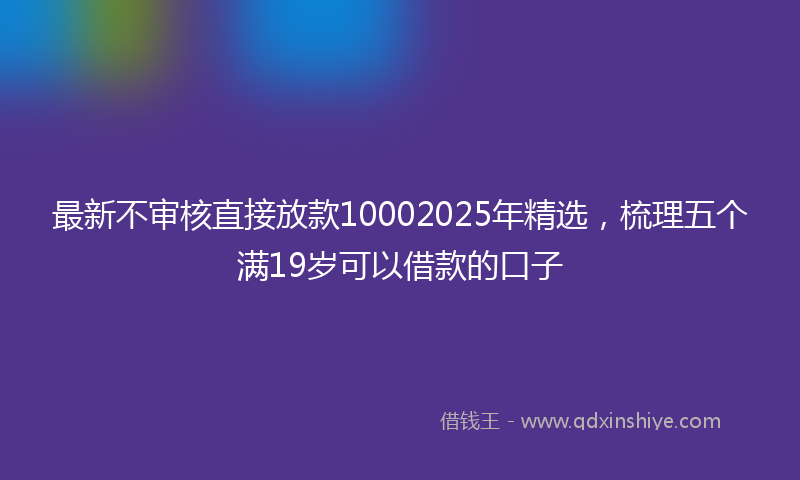 最新不审核直接放款10002025年精选，梳理五个满19岁可以借款的口子