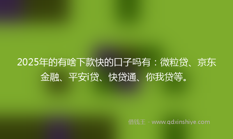 2025年的有啥下款快的口子吗有：微粒贷、京东金融、平安i贷、快贷通、你我贷等。