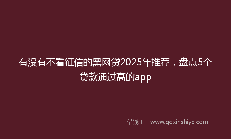 有没有不看征信的黑网贷2025年推荐，盘点5个贷款通过高的app