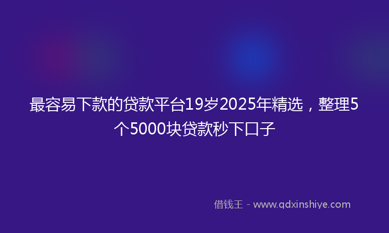 最容易下款的贷款平台19岁2025年精选，整理5个5000块贷款秒下口子