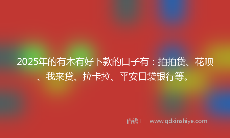 2025年的有木有好下款的口子有：拍拍贷、花呗、我来贷、拉卡拉、平安口袋银行等。