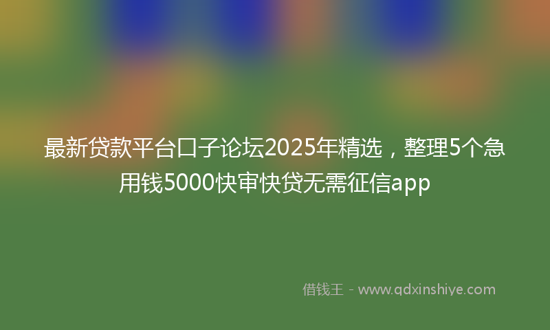 最新贷款平台口子论坛2025年精选，整理5个急用钱5000快审快贷无需征信app