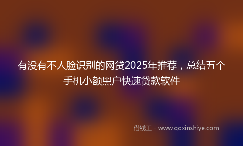 有没有不人脸识别的网贷2025年推荐，总结五个手机小额黑户快速贷款软件