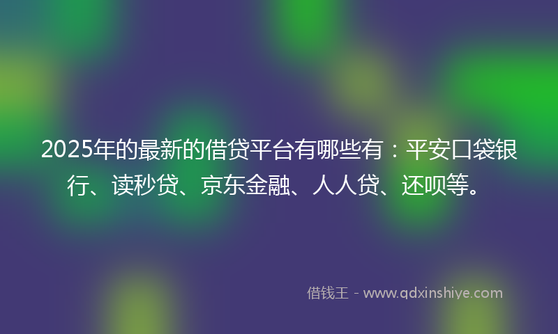 2025年的最新的借贷平台有哪些有：平安口袋银行、读秒贷、京东金融、人人贷、还呗等。