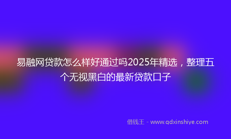 易融网贷款怎么样好通过吗2025年精选，整理五个无视黑白的最新贷款口子