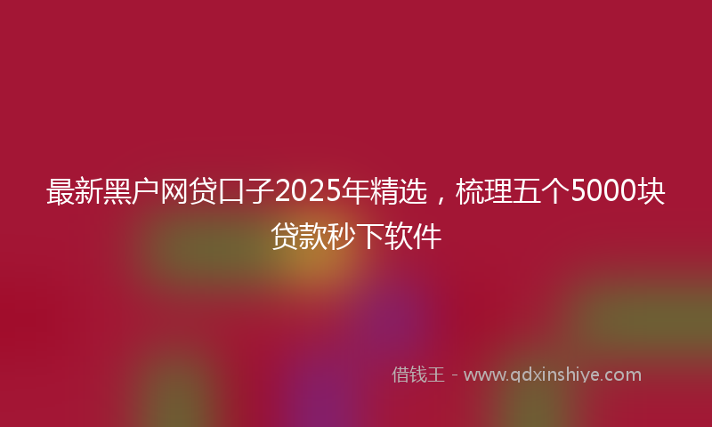 最新黑户网贷口子2025年精选，梳理五个5000块贷款秒下软件