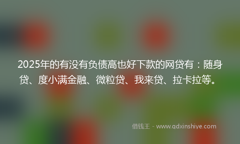2025年的有没有负债高也好下款的网贷有：随身贷、度小满金融、微粒贷、我来贷、拉卡拉等。