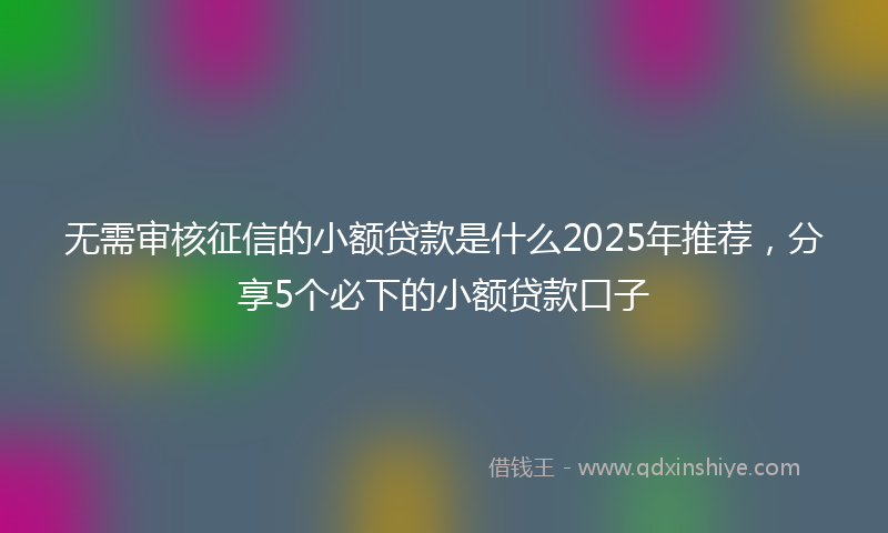 无需审核征信的小额贷款是什么2025年推荐，分享5个必下的小额贷款口子