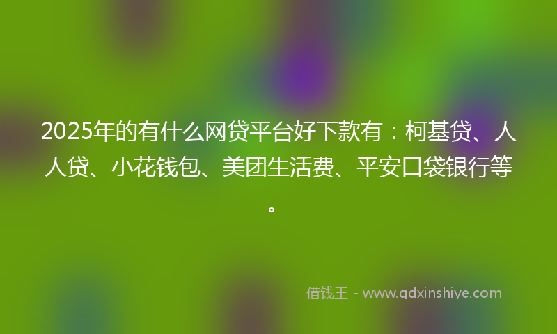 2025年的有什么网贷平台好下款有：柯基贷、人人贷、小花钱包、美团生活费、平安口袋银行等。