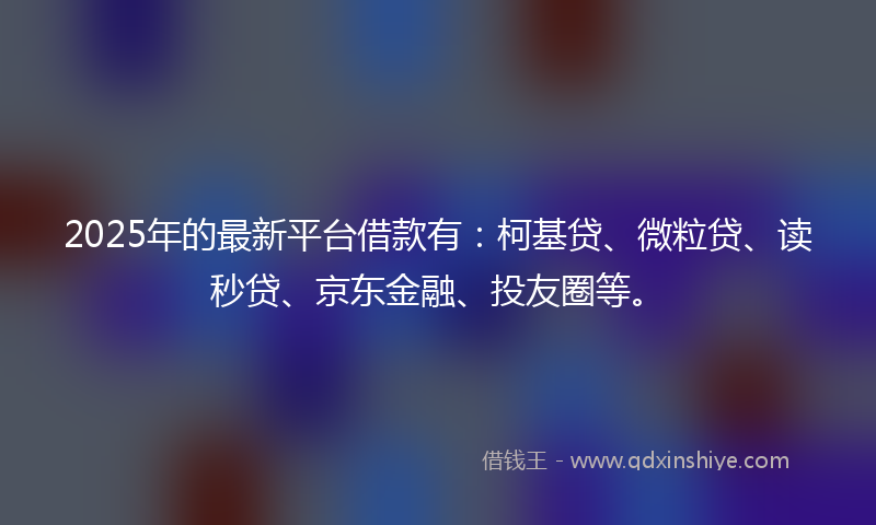 2025年的最新平台借款有：柯基贷、微粒贷、读秒贷、京东金融、投友圈等。