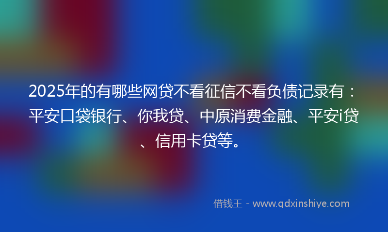 2025年的有哪些网贷不看征信不看负债记录有：平安口袋银行、你我贷、中原消费金融、平安i贷、信用卡贷等。