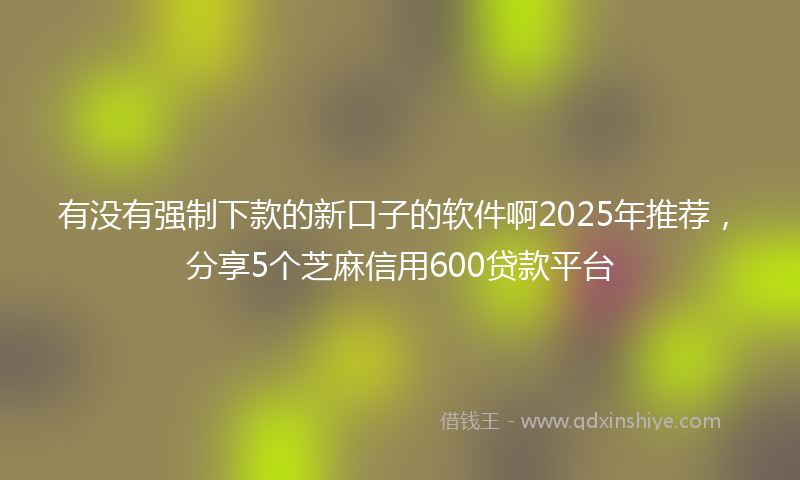 有没有强制下款的新口子的软件啊2025年推荐，分享5个芝麻信用600贷款平台