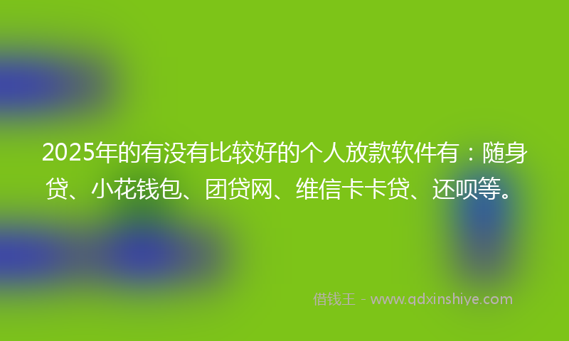 2025年的有没有比较好的个人放款软件有：随身贷、小花钱包、团贷网、维信卡卡贷、还呗等。