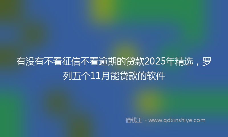 有没有不看征信不看逾期的贷款2025年精选，罗列五个11月能贷款的软件