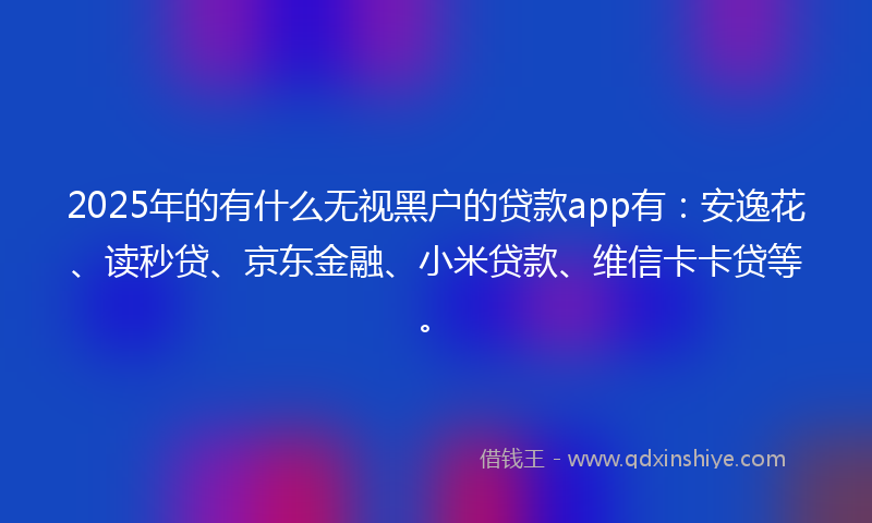 2025年的有什么无视黑户的贷款app有：安逸花、读秒贷、京东金融、小米贷款、维信卡卡贷等。