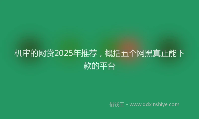 机审的网贷2025年推荐，概括五个网黑真正能下款的平台