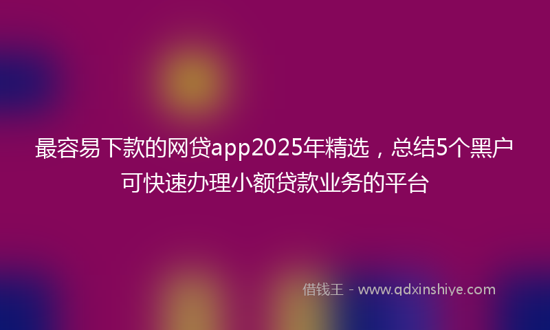 最容易下款的网贷app2025年精选，总结5个黑户可快速办理小额贷款业务的平台