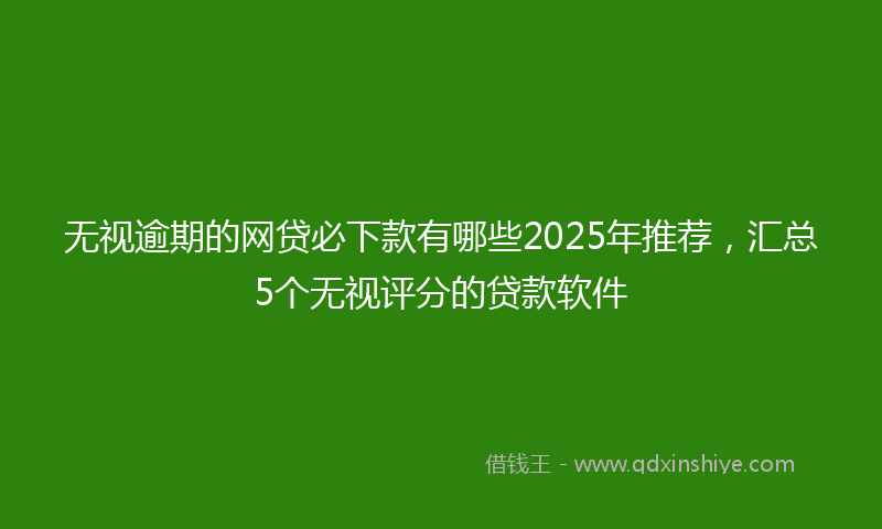 无视逾期的网贷必下款有哪些2025年推荐，汇总5个无视评分的贷款软件